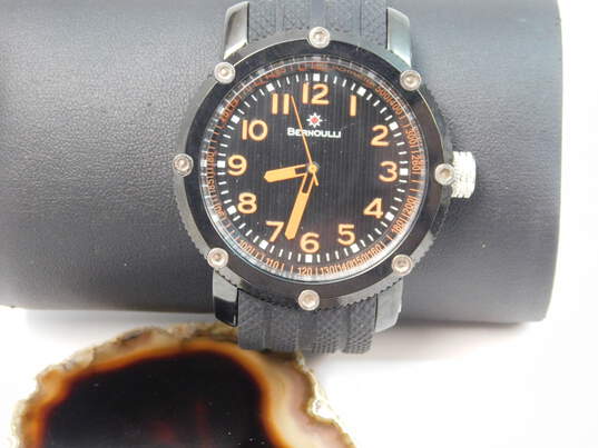 Men's Bernoulli 9823 Black Orange Analog Watch image number 2