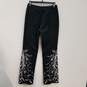 Womens Black Embroidered Pockets Flat Front Straight Leg Trouser Pants Sz 2 image number 2