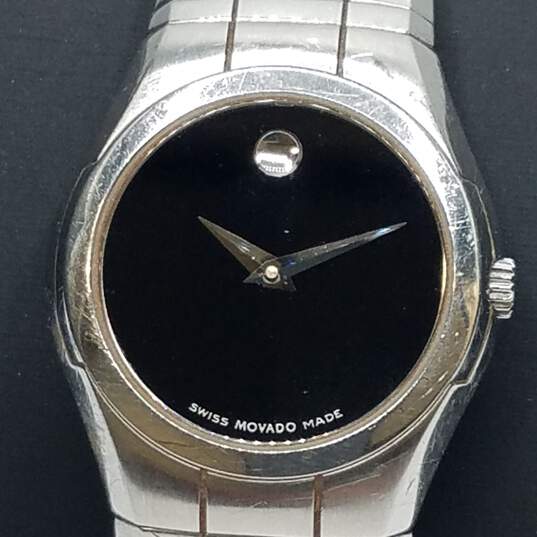 Movado Swiss 84 A1 1836 26mm WR Sapphire Crystal Black Dial Dress Watch 79g image number 2
