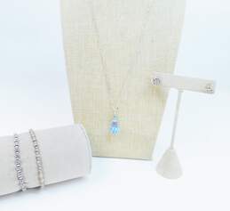 Artisan 925 Sterling Silver Knot Stud Earrings Glass Pendant Necklace & Beaded Bracelets 27.2g