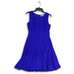 Calvin Klein Womens Blue Sleeveless Back Zip Ruffle A-Line Dress Size 6