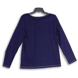 NWT Womens Blue Diamond Round Neck Long Sleeve Pullover Blouse Top Size 1 alternative image