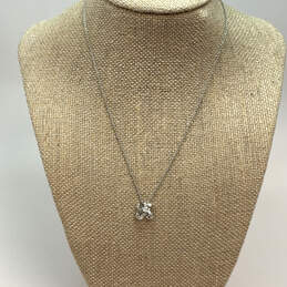 Designer Kate Spade Silver-Tone Clear Crystal Stone Ribbon Pendant Necklace