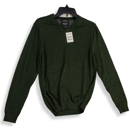 NWT Mens Green Knitted V-Neck Long Sleeve Pullover Sweater Size Small image number 1