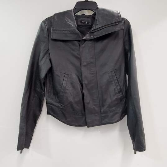 Nixon Women Black Leather Jacket S image number 1