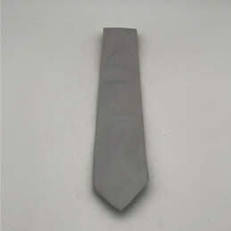 NWT Mens Gray Silk Clip-On Four-In-Hand Keeper Loop Designer Neck Tie
