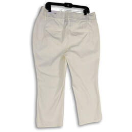NWT Womens White Flat Front Pockets Straight Leg Cropped Pants Size 14 alternative image