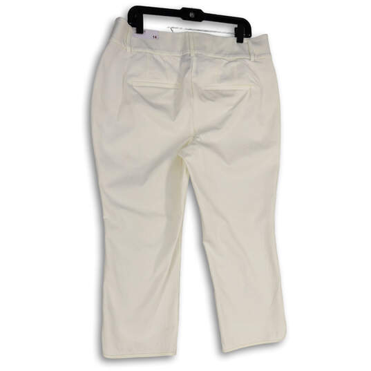 NWT Womens White Flat Front Pockets Straight Leg Cropped Pants Size 14 image number 2