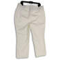 NWT Womens White Flat Front Pockets Straight Leg Cropped Pants Size 14 image number 2