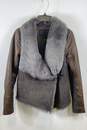 All Saints Women Brown Spitalfields Mures Faux Fur Leather Jacket Sz 10 image number 1