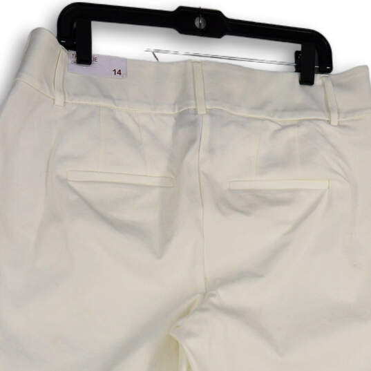 NWT Womens White Flat Front Pockets Straight Leg Cropped Pants Size 14 image number 4