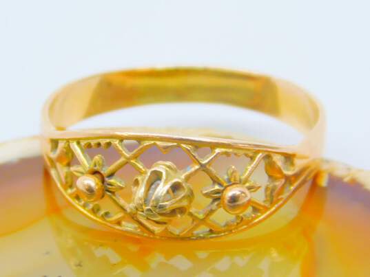 14K Yellow Gold Lattice Floral Ring 2.7g image number 2