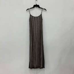 Womens Gray White Spaghetti Strap Regular Fit Pullover Maxi Dress Size 34 alternative image