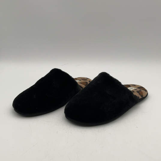 Womens Plush Scuff Black Brown Fur Flat Slip-On Slippers Size 8-9 image number 3