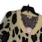 Womens Black Brown Animal Print Long Sleeve Pullover Sweater Size Medium image number 3