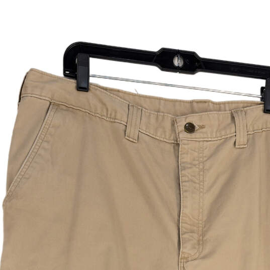 Mens Beige Flat Front Slash Pocket Straight Leg Chino Pants Size 42x30 image number 3