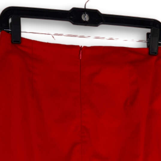 NWT Womens Red Flat Front Side Slit Back Zip Straight & Pencil Skirt Size 1 image number 4
