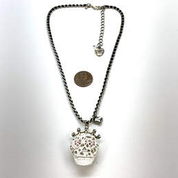 Designer Betsey Johnson Silver-Tone Sugar Lacy Crown Skull Pendant Necklace alternative image