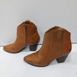 Frye Brown Woven Leather Booties Women's Size 8.5M alternative image