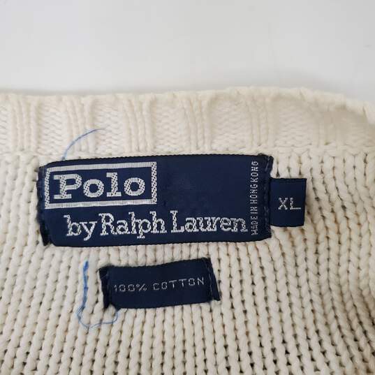 POLO By Ralph Lauren MN's Cream Classic Cricket 100% Cotton Sweater Size XL image number 3