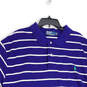 Mens Blue Striped Spread Collar Short Sleeve Golf Polo Shirt Size 4XB image number 3
