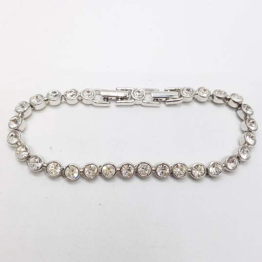 Swarovski Silver Tone Crystal 7 1/4" Tennis Bracelet W/Box 20.4g image number 3