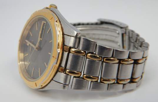 Buy the Seiko 7N43 6A09 Quartz Two Tone Day Date Mens Watch | GoodwillFinds