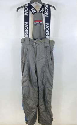 Karbon Mens Gray Insulated Adjustable Waist Straight Leg Snow Bibs Pants Size S