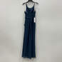 NWT Womens Blue Pleated Scoop Neck Sleeveless Back Zip Maxi Dress Size A6 image number 2