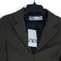NWT Zara Womens Green Notch Lapel Long Sleeve Single Breasted Blazer Size S image number 3