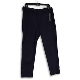 NWT Mens Navy Blue Flat Front Slash Pockets Chino Pants Size 33X30