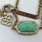 Designer Kendra Scott Gold-Tone Green Turquoise Stone Chain Necklace image number 4