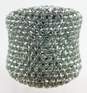 Joan Boyce Silver Tone Clear Crystal Pave Wide Band Ring 19.6g image number 1
