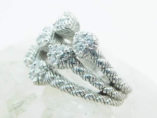 Judith Ripka Sterling Silver CZ Split Cable Shank Hearts Ring 8.2g image number 3