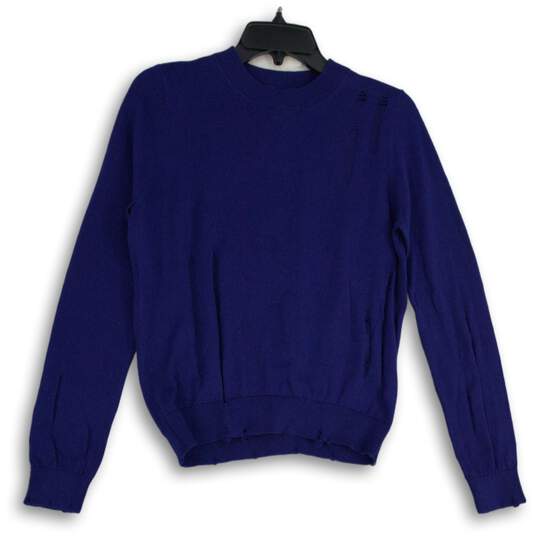 Hudson Womens Blue Knitted Long Sleeve Crew Neck Pullover Sweater Size Small image number 1