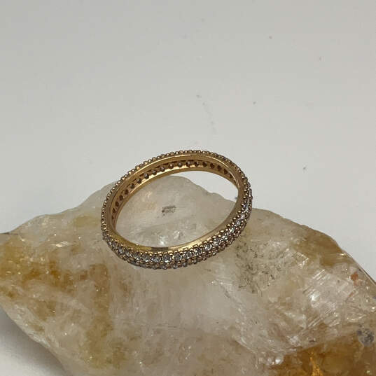 Designer Pandora ALE Gold-Tone Cubic Zirconia Round Shape Band Ring image number 1