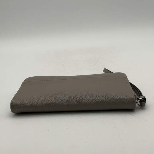Womens Gray Leather Credit Card Holder Inner Zipper Pocket Wristlet Wallet image number 2