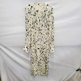 Ted Baker WM's Suzzy Plisse Pleated Midi Ivory & Dot Dress Size 2
