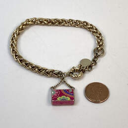 Designer Vera Bradley Gold-Tone Link Chain Classic Handbag Charm Bracelet alternative image