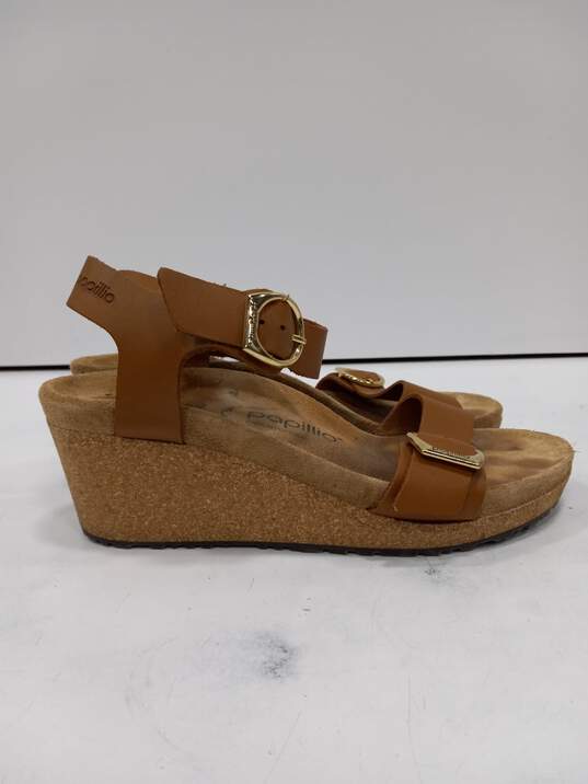 Papillio Women's Brown Leather Cork Wedge Sandals Size Euro 39 image number 1