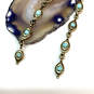 Designer Lucky Brand Two-Tone Blue Stone Long Fashionable Dangle Earrings image number 5
