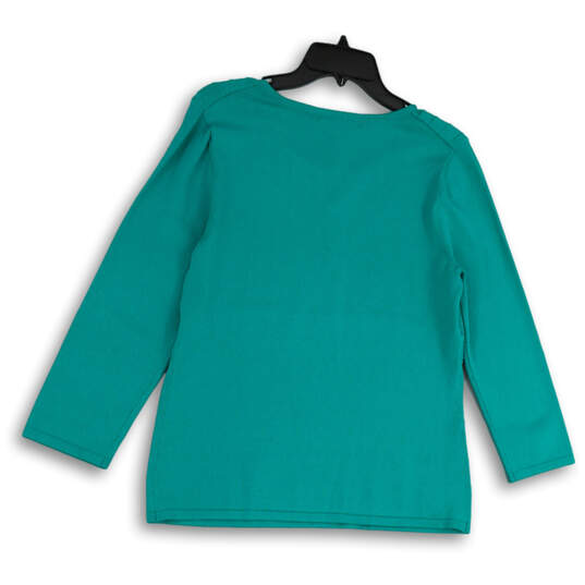 NWT Womens Blue Split Neck Long Sleeve Pullover Blouse Top Size X-Large image number 2
