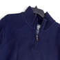 Mens Blue Long Sleeve Mock Neck Quarter Zip Pullover Sweater Size 2XL image number 3