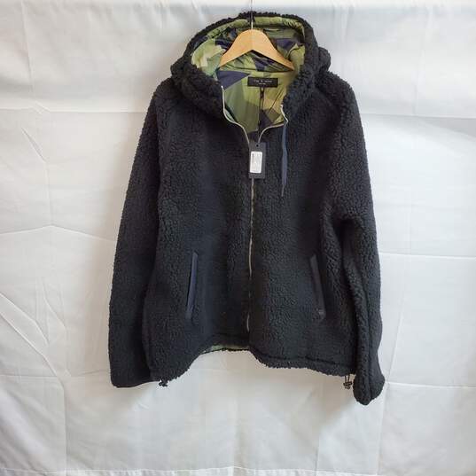 Rag & Bone Black Phantom Sherpa Tactic Full Zip Hooded Jacket MN Size XL NWT image number 1