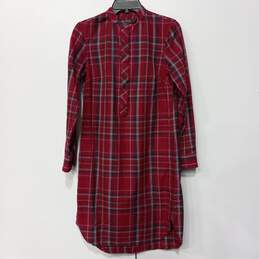 Ralph Lauren Women's Red Cotton Plaid 1/4 Button Up Shirt Dress Size 4