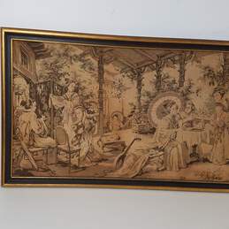 Japanese Panoramic Tapestry Needlepoint-Framed Vintage Tapestry - Made in France alternative image