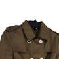 Womens Brown Long Sleeve Collared Belted Double Breasted Trench Coat Size S image number 3