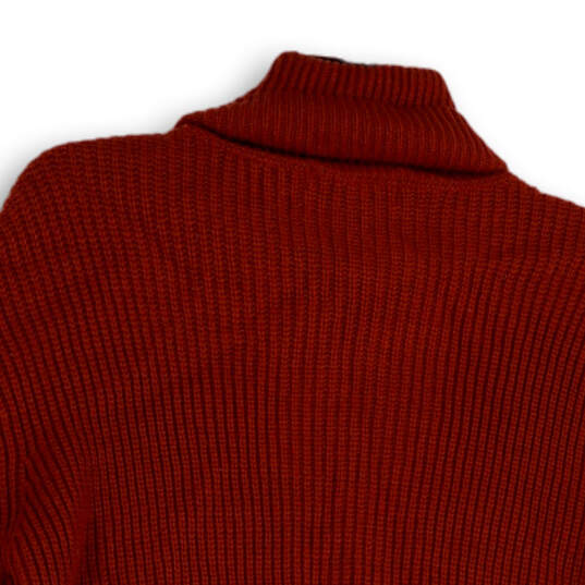 Womens Orange Long Sleeve Turtleneck Knitted Pullover Sweater Size Small image number 4