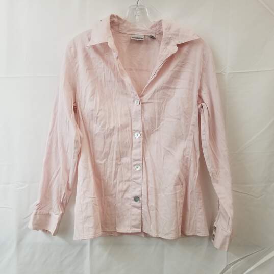 CHICO'S Pink Cotton Women's LS Button Shirt Size 1 image number 1