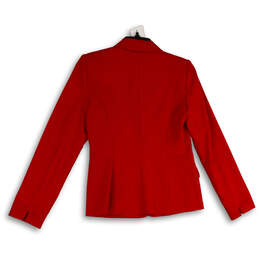 Womens Red Peak Lapel Long Sleeve Flap Pocket Single Button Blazer Size 2 alternative image